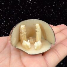 Whimsical Carved Nativity Scene Resin Vintage Christmas Figurine Small 2”W 1”T picture