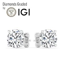IGI, F/VS1, 4 CT Solitaire Lab-Grown Round Diamond Studs Earring, 950 Platinum picture