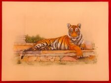 Handmade Golden Royal Bengal Tiger Finest Indian Intricate Miniature Painting picture