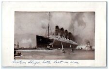 c1910's Cunard RMS Lusitania And Mauretania Steamer Ship Antique Postcard picture