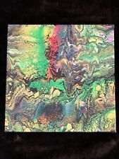 10.5”x10.5 Original Abstract acrylic pour painting picture