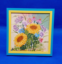 Original wall painting Meadow Flowers Echinacea Sunflowers Bouquet handmade ooak picture