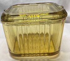 Vintage Depression Glass Refrigerator Dish w/Cover/Lid, 4 x 4, Amber, picture