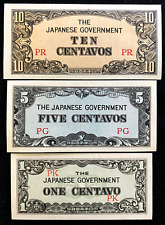 WWII Era 1942 - Japanese Government Occupation 1,5,10 Centavos Philippines UNC picture