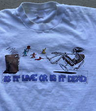 Vintage Grateful Dead T Shirt Men S-5XL Is It Live Or Dead Band Tee White HN871 picture