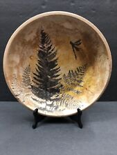 Vintage Mid Century Modern Studio Pottery Large Bowl Fern Leaf Pattern picture