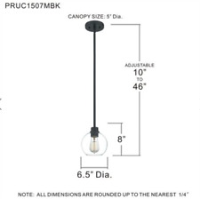 Pruitt 1 Light 7-inch Matte Black Mini Pendant RUC1507MBK picture