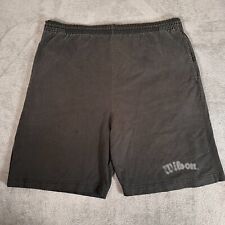 Vtg 90s Wilson Mens M Thrashed Spell Out Above Knee Cotton Dad Shorts Black USA picture