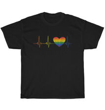 Rainbow Heart Flag Heartbeat LGBT LGBTQ+ Pride Month Awareness T-Shirt Unisex picture