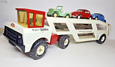 Vintage 1970's Mighty Tonka Car Carrier with Vehicles 1960's VW Beetles & Jeep picture