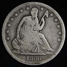 1866-S Seated Liberty Silver Half Dollar FINE NICE OBV DIE CRACK E287 JMM picture