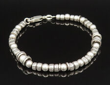 925 Sterling Silver - Vintage Etched Beaded & Ringed Bracelet - BT9498 picture