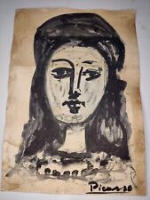 Pablo Picasso Painting Drawing Vintage Sketch Paper Signed Stamped picture