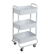 3 Tier Metal Utility Cart, Arctic White, Laundry Baskets, Easy Rolling picture
