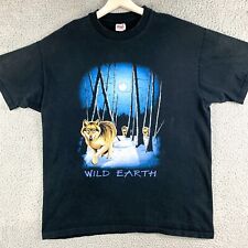 Vintage Wild Earth Wolves Graphic Tee Mens Extra Large Black Fade Single Stitch picture