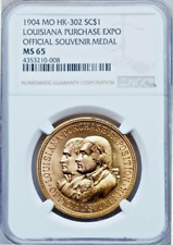 1904 HK-302 SO-CALLED DOLLAR LOUISIANA PURCHASE EXPO OFFICIAL MEDAL NGC MS 65 picture