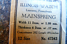 12s Illinois  # 47343  Mainspring 1 piece T end   1ST. TO 4TH. MODEL picture