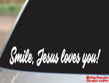 SMILE, JESUS LOVES YOU Vinyl Decal Sticker Car Window Wall Bumper God Christian picture