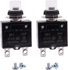 2Pcs 30Amp Circuit Breakers Push Button Manual Reset 125/250V AC 50V DC, L1 Seri picture