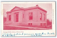 Denison Iowa IA Postcard Carnegie Public Library Building Exterior 1907 Vintage picture