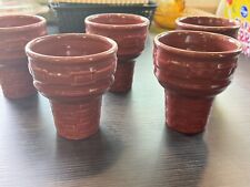 5 Longaberger Pottery Woven Traditions Ice Cream Cone Dishes Paprika picture