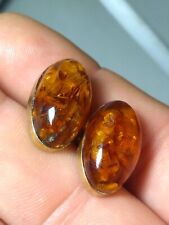 Vintage Cufflinks Natural Baltic Amber Silver 875 Gold plating ussr picture