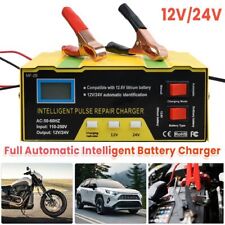 Car Battery Charger Heavy Duty LCD 12V & 24V Trickle / Fast, Vehicle HGV Lorry picture