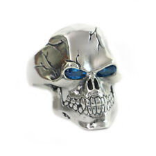 Handmade 925 Sterling Silver CZ Eyes Skull Ring Men Biker Punk Gothic Ring TA131 picture