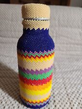 VTG micro beaded native american SO West style bottle flask /lid leather Bottem  picture