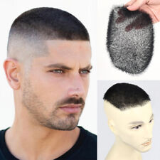 5x7inch Short Human Hair Toupee for Men Buzz Cut Thin Skin Replacemen System picture