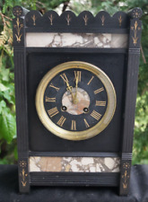 Antique 1890s LEON BEILIN French Slate & MARBLE Mantle Clock SIGNED Movement picture