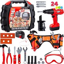 24 Pcs Kid Tool Set Pretend Play Toddler Tool Toy Costume &Tool Box belt drill picture