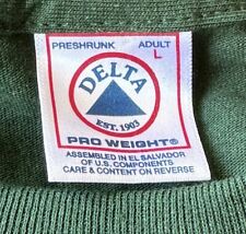 New Delta Pro Weight Long Sleeve T-shirt Large Green Pre-shrunk Vintage Rare picture