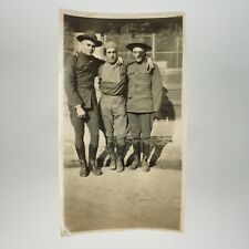 France WW1 Soldiers Embracing Photo c1918 Eye Patch Uniformed Men Base A3716 picture