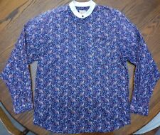 Wah Maker Western shirt sz L Navy Red Paisley ¼ button Pullover USA Made picture