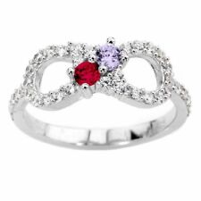 NANA Infinity Couples 2 Stone Ring Sterling or 10kt Gold Simulated Birthstones picture