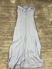 Forever 21 Dress Womens Large Blue Button Front Long Maxi Rayon Sleeveless Tank picture