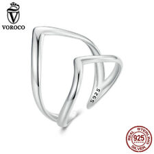 Fashionable 925 Sterling Silver Double-layer Open Ring Women Gift Jewelry Voroco picture
