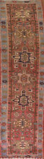 Vintage Geometric Heriz Narrow Runner Rug 2x11 Wool Hand-knotted Traditional Rug picture