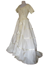 Vtg Priscilla Of Boston Wedding Dress Gown Medium Ivory Beaded Lace Princess picture