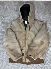 Vintage Carhartt Jacket Men’s Size Large Hooded Brown Distressed Adult picture