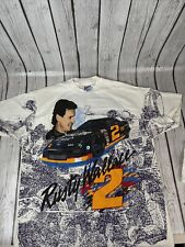 Vintage 90s 94 NASCAR Rusty Wallace Over Wall Gang All Over Print T Shirt Mens L picture