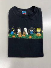 VTG Peanuts Halloween Great Pumpkin T Shirt Tee Black Charlie Brown Snoopy XL picture