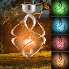 Solar Powered LED Wind Chimes Light Color Changing Hanging Spiral Spinner Lamp picture
