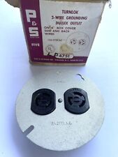 Vintage P&S Turnkock 3-wire Grounding Duplex Outlet - NOS picture