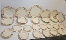 Vintage 1940s Camellia California Hand Painted 27 Piece Dish Set Rose Metlox picture