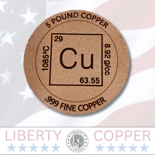 5 Pound Elemental Cu .999 Fine Copper Bullion Rod Coin 5 lb. Liberty Copper picture