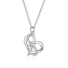 Cubic Zircon Heart Infinity Pendant Necklace for Women in 925 Sterling Silver | picture