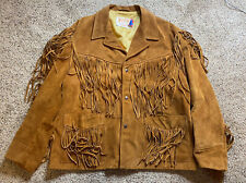 Vintage Schott Western Men’s Brown Leather Fringe Jacket Size 48 Made in USA  picture