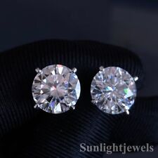 5 Ct Certified Treated Off-White Diamond Solitaire Studs 925 Silver Great Shine picture